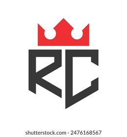 Letter RC Crown Logo. Crown on Letter RC Logo Design Template