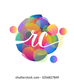 Letter RC logo with colorful splash background, letter combination logo design for creative industry, web, business and company.