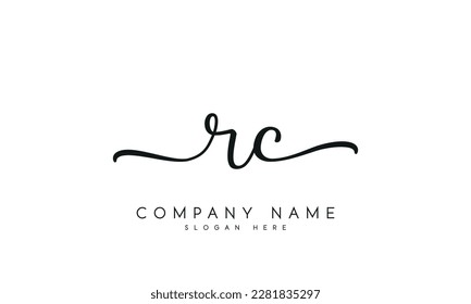 letter RC logo design handwriting signature style vector template.