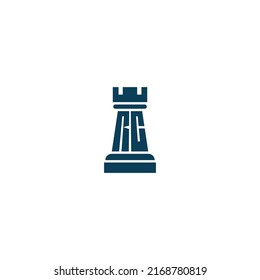 Letter RC Rook Chess logo. The logo is Simple and Modern.