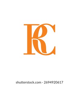 letter rc simple 3d flat overlap logo vector 
