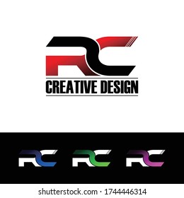 Letra RC diseño de logotipo simple vector