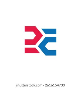 letter rc simple stripes geometric colorful logo vector 