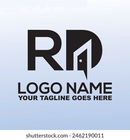 letter R,D door concept logo design RD real estate logo with building style , real estate Logo Stock Vector