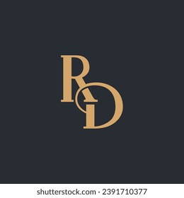 Letter RD elegant gold color logo design concept