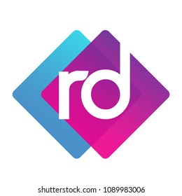 Letter RD logo with colorful geometric shape, letter combination logo design for creative industry, web, business and company.
