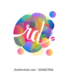 Letter RD logo with colorful splash background, letter combination logo design for creative industry, web, business and company.