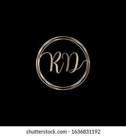 Letter RD logo design with handwriting concept. Creative fashion logo design, couple letter , beauty icon.  Logo with hand drawn style for wedding concept -vector