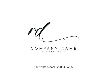 plantilla vectorial de estilo de firma de escritura a mano de diseño de logotipo de letra RD.