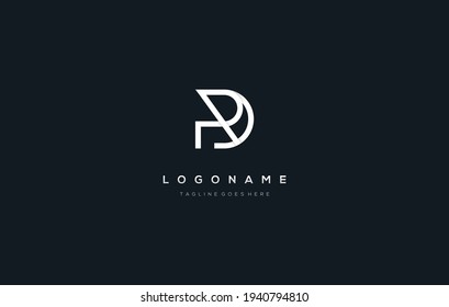 Diseño monolítico del logotipo de la letra RD. Letra diseño del logo DR monoline. Logo combinado de DR