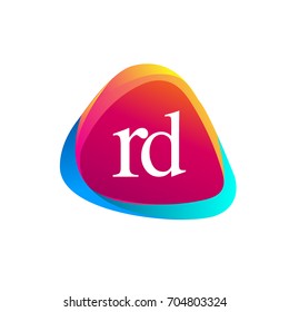 Letter RD logo in triangle shape and colorful background, letter combination logo design for company identity.