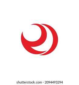 letra rd curvas rojas diseño concepto simple vector