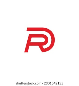 letter rd stripes red simple logo vector 