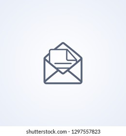  Letter, read message, vector best gray line icon on white background, EPS 10