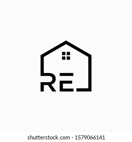 letter RE with  Real Estate element. home initial R E concept. Construction logo template, Home and Real Estate icon. Housing Complex Simple Vector Logo Template. - vector]