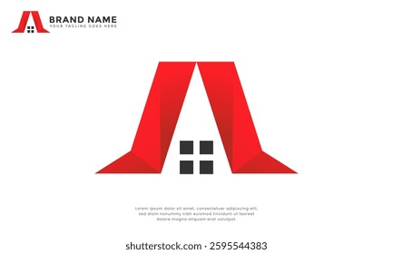 Letter A with real estate icon logo design vector template
