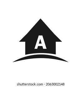 Letter A Real Estate Logo Template. Home Logo On Letter A Design, Initial Real Estate, Development Concept