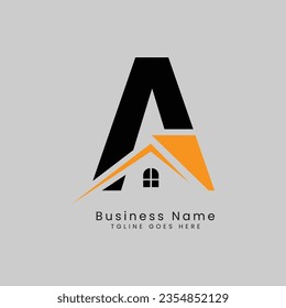 Logo de una carta inmobiliaria, logotipo de diseño de la plantilla de la ilustración del vector para propiedades comerciales Imagen de inicio con el alfabeto A