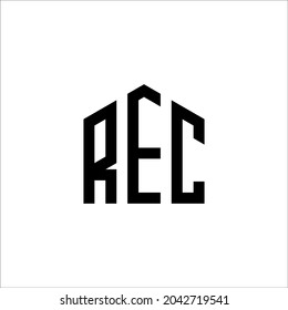 letra REC con logotipo de monograma casa