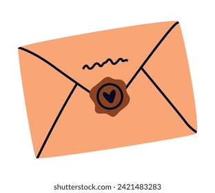 Letter Receive and Send with Craft Envelope and Postage Stamp Vector Illustration
