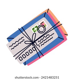 Letter Receive and Send with Envelope and Postage Stamp Vector Illustration