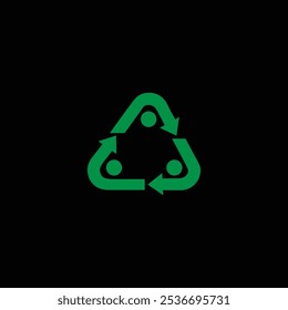 A letter recycle icon design element, on black background.