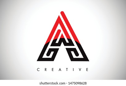 A Letter Red and Black Design Logo. Letter A Icon Logo with Monogram Vector Illustration.