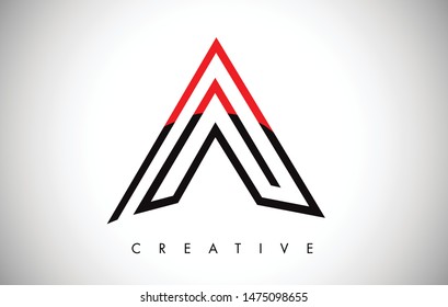 A Letter Red and Black Design Logo. Letter A Icon Logo with Monogram Vector Illustration.
