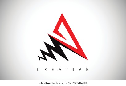 A Letter Red and Black Design Logo. Letter A Icon Logo with Monogram Vector Illustration.