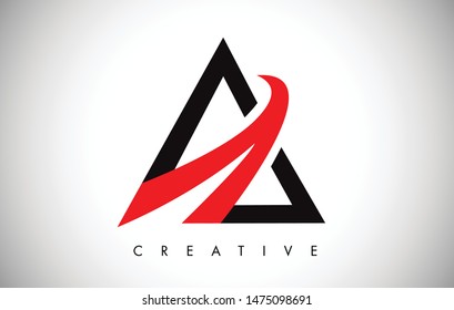 A Letter Red and Black Design Logo. Letter A Icon Logo with Monogram Vector Illustration.