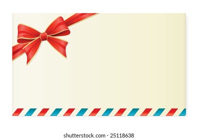 Letter With Red Bow. Vector Decoration Series.