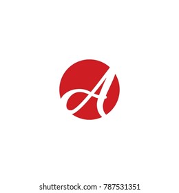 Letter A in Red Circle Logo Design
