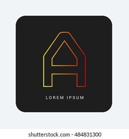 Letter A Red & Orange gradient attractive line thin icon / logo design