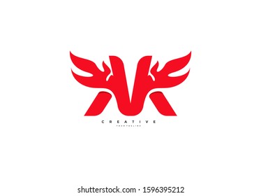 Letter Red Stylish Flame Logotype Design