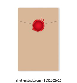 letter with a red wax seal. vector illustration