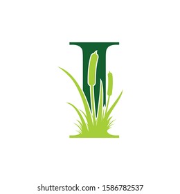 Letter I with Reeds Grass Logo Vector 001