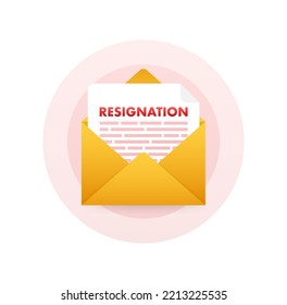 letter of resignation paper document, file. Vector stock illustration.