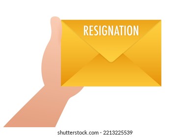 letter of resignation paper document, file. Vector stock illustration.