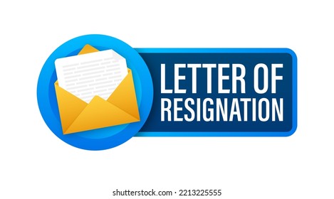letter of resignation paper document, file. Vector stock illustration.