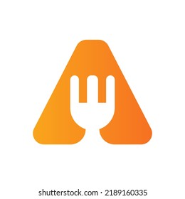 Letter A Restaurant Logo Combined with Fork Icon Vector Template