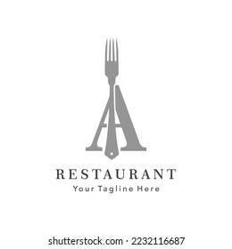 letter A restaurant logo template vector 