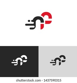 Letter rf linked lowercase logo design template elements. Red letter Isolated on black white grey background. Suitable for business, consulting group company.