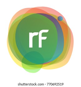 Letter RF logo with colorful splash background, letter combination logo design for creative industry, web, business and company.
