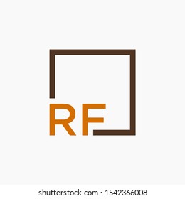 Letter RF Logo design with square frame line art. business consulting concept. studio,room,group icon. Suitable for business, consulting group company. - vector