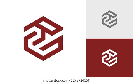Letter RG or GR initial hexagon monogram logo design vector