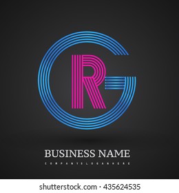 Letter RG or GR linked logo design circle G shape. Elegant blue and red colored, symbol for your business name or company identity.