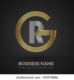 Letter RG or GR linked logo design circle G shape. Elegant gold and silver colored, symbol for your business name or company identity.
