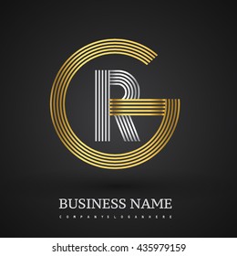 Letter RG or GR linked logo design circle G shape. Elegant gold and silver colored, symbol for your business name or company identity.