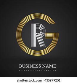 Letter RG or GR linked logo design circle G shape. Elegant gold and silver colored, symbol for your business name or company identity.