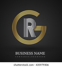 Letter RG or GR linked logo design circle G shape. Elegant gold and silver colored, symbol for your business name or company identity.